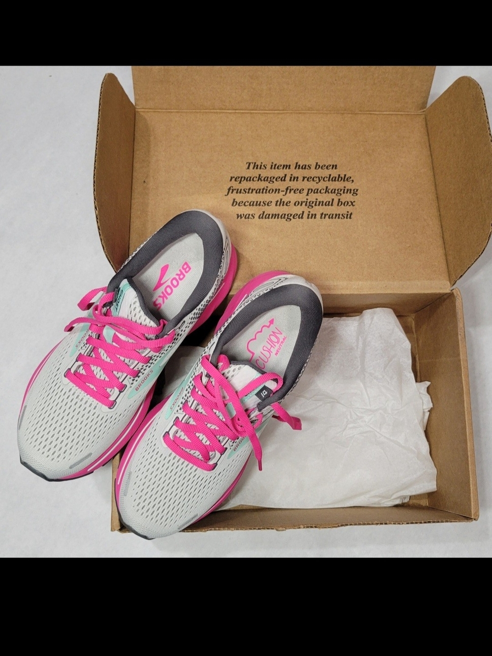 Brooks Ghost 14 Women's Running Shoes Sneakers Gray & Pink Size 8